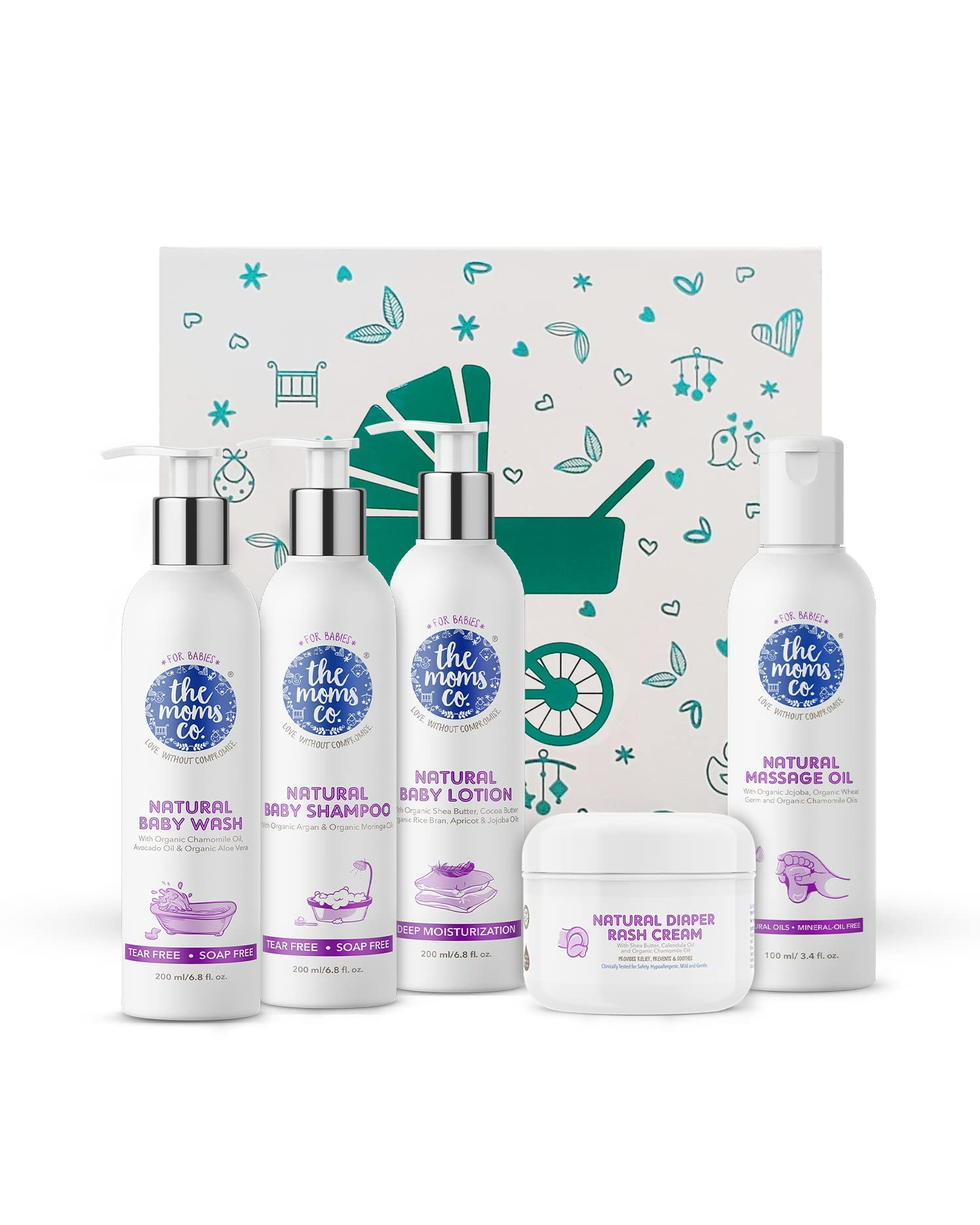 Generic Baby Shower Gifts | Baby Kit with Complete Care Essentials | Natural Baby Wash, Shampoo, Lotion, Massage Oil and Diaper Rash Cream